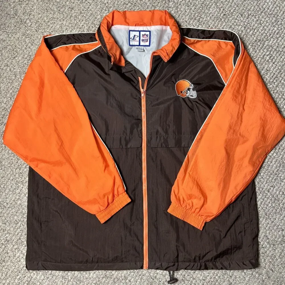 Vintage 90s Logo Athletic Game Day Jacket Windbreaker Cleveland Browns Men’s XL - Picture 1 of 8